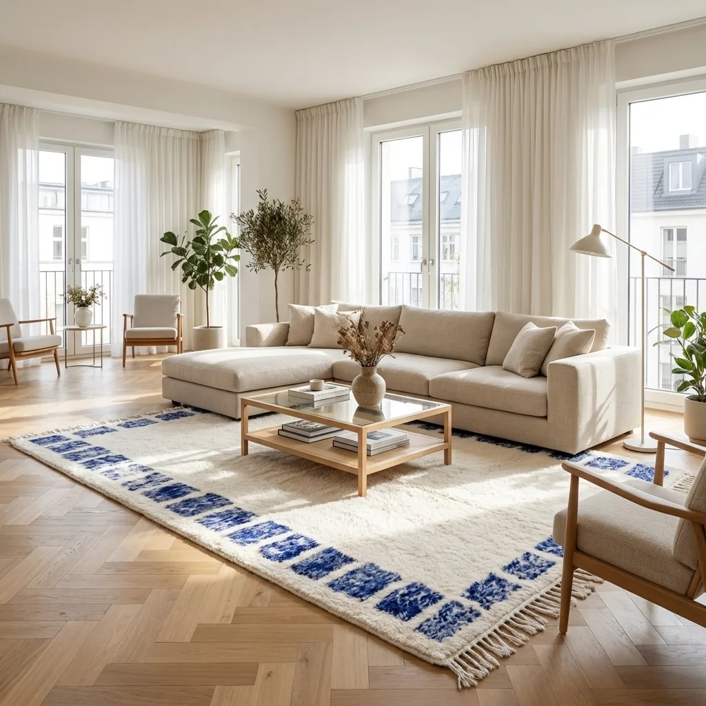 Tapis berbère Mrirt — Bordures Indigo