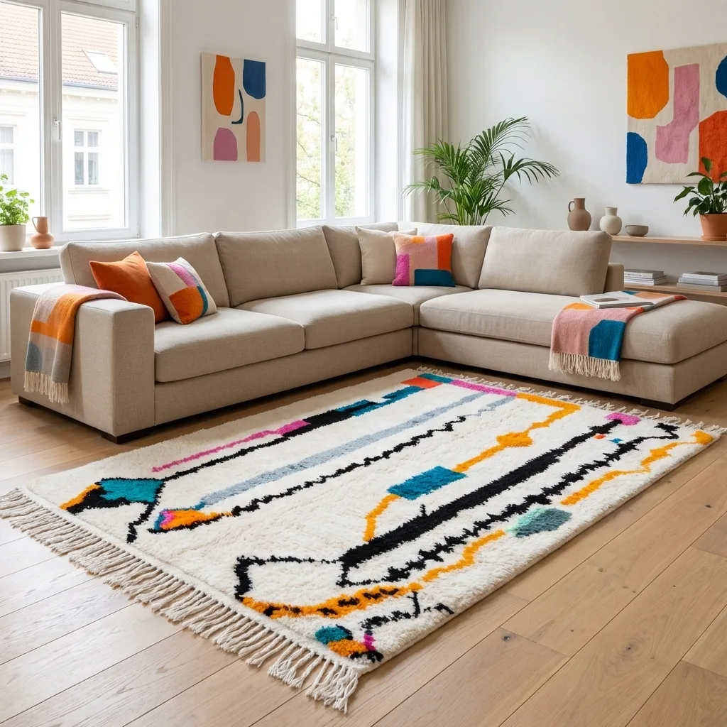 Tapis berbère Azilal — Calligraphie Urbaine en situation