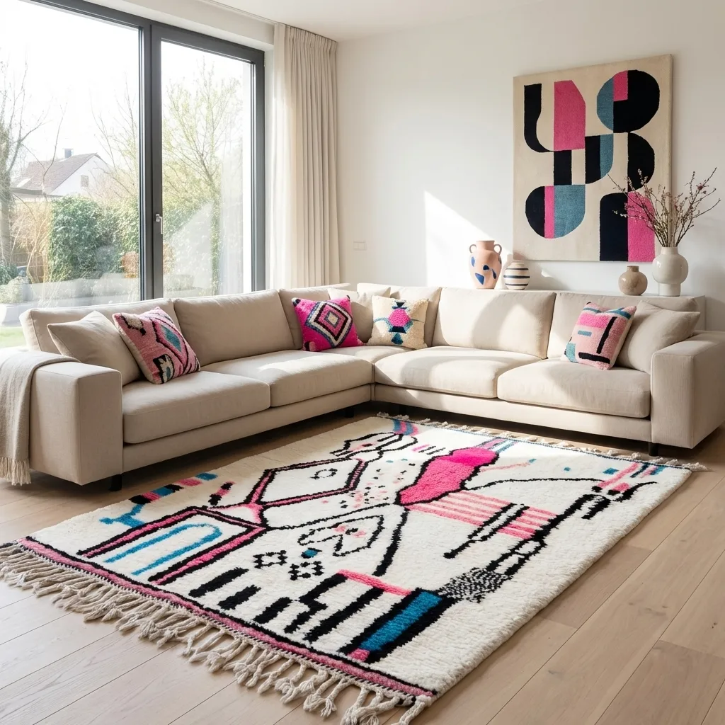 Tapis berbère coloré Azilal — Fusion Urbaine en situation