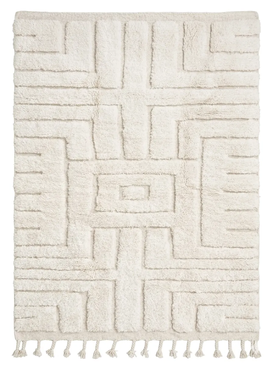 Tapis berbère Beni Ouarain — Labyrinthe Blanc